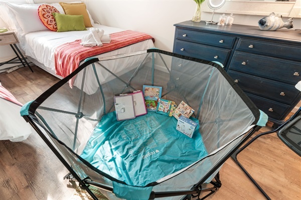 We’ve got the little ones covered—books, games, and a play yard make travel days easy for parents and fun for kids.