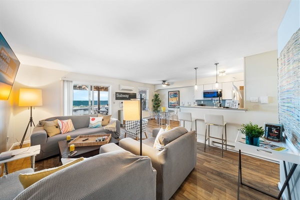 Bright, breezy, and open—relax with ocean views while the sound of the waves sets the mood.