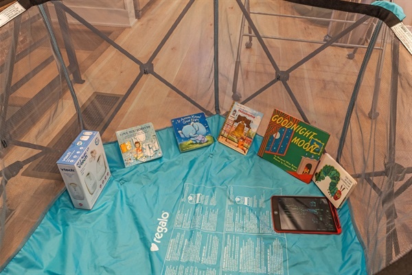 Traveling with little ones? We’ve got you covered with baby gear, books, and cozy play space.