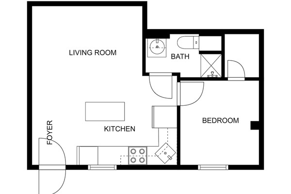 Our floor plan provides a clear view of the space, ensuring you know exactly what to expect with this 430 sqft apartment. You will appreciate the well-designed layout that maximizes comfort and convenience during your stay.