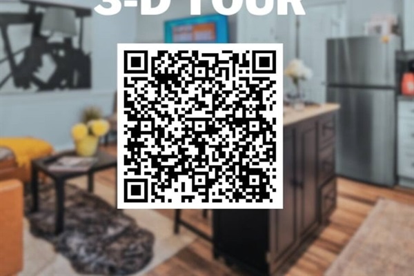 Take advantage of our interactive 3D tour! Scan the QR code to explore the space virtually before you arrive, ensuring you know exactly what to expect for a seamless stay.