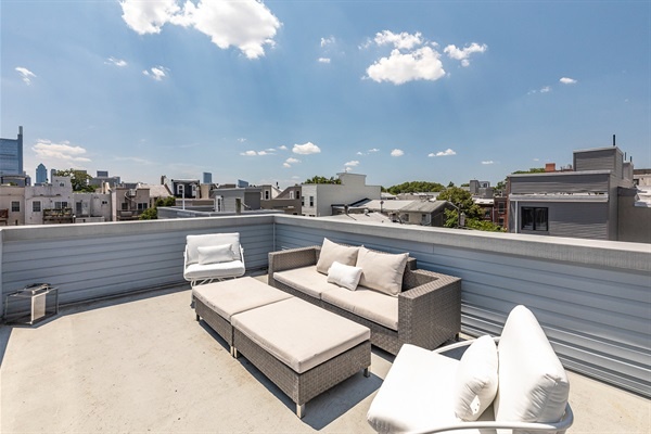 Relax on the comfy outdoor couch.