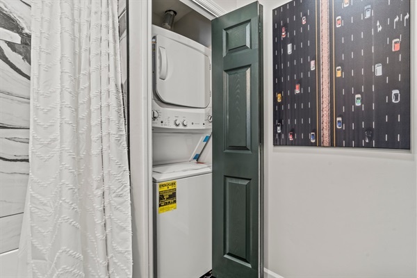 Pack light and stay fresh—your private washer and dryer make long stays simple and stress-free.