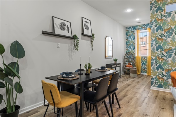 Share a meal or plan your day's adventures at this table, set for making memories.