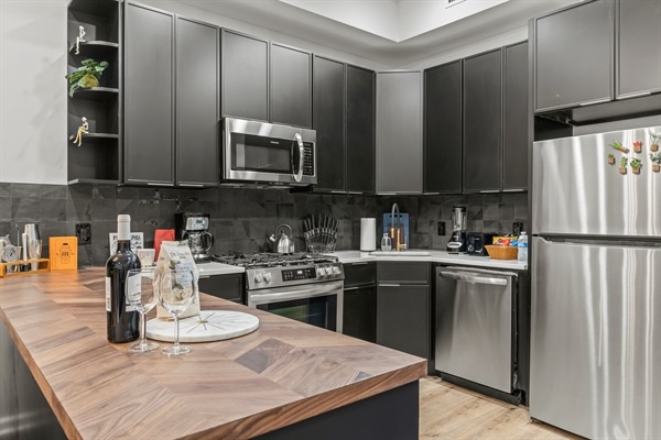 Craft a delicious meal or simply gather for snacks. Our kitchen is ready for you.