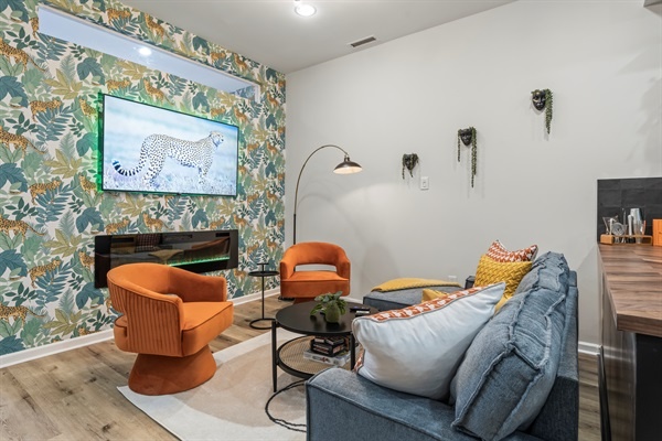 Cozy up by the fire and enjoy the stylish comfort of your private city retreat.