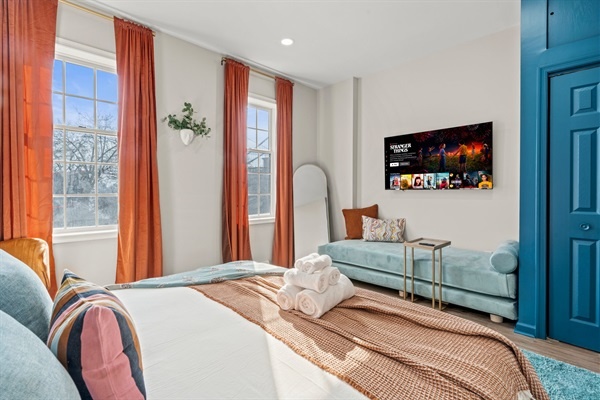 Jump under the soft cotton covers and catch your favorite streaming shows!