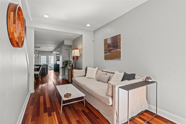 Comfortable seating and stylish decor make the living room a perfect place to relax after a day of exploring.