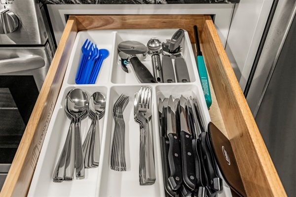Every tool you need, neatly organized—cooking here feels effortless from morning pancakes to late-night snacks.