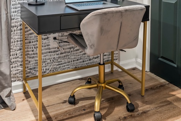 Work or unwind in style—your sleek workspace is perfect for remote work, journaling, or planning your next Philly outing.