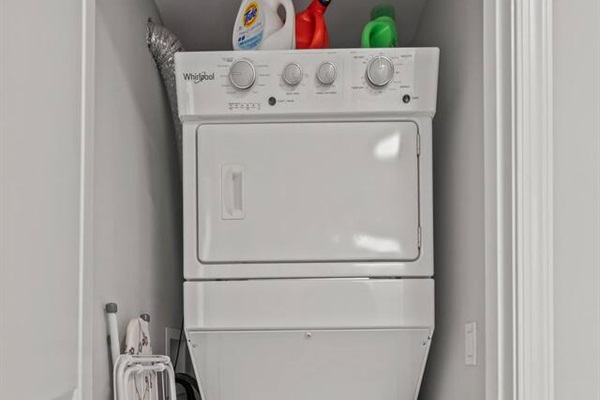 You will appreciate the convenience of the in-unit washer and dryer, making it easy to keep your clothes fresh during your stay. This amenity ensures you can travel light and always look your best.